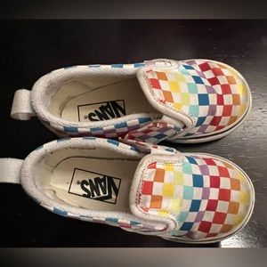 Checkerboard rainbow vans. Toddler size 7. Lightly Worn but great condition